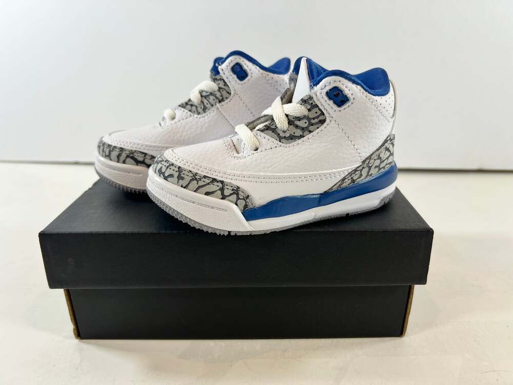 New Air Jordan 3 Retro TD "Washington Wizards" White Blue Size 5C DM0968-148